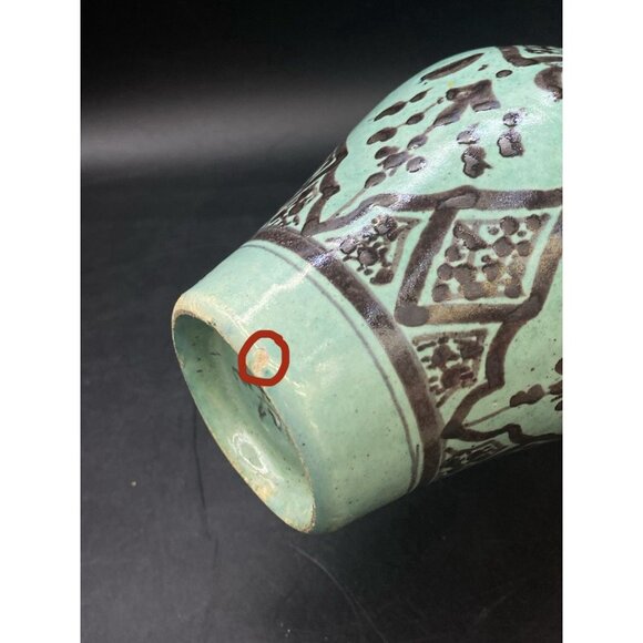 Safi 7” Vase Teal Green Brown Persian Middle Eastern Pottery Primitive READ - Picture 10 of 12